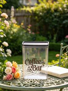 Transparent Coffee Bar Storage Canister, Coffee Bar Print, Airtight Food Container, Suitable For Storing Coffee, Tea And Pantry Storage, Kitchen Decor, Also A Perfect Gift For Coffee Lovers And Family - Multicolor - View 6