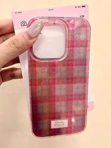 Minimalist Double Layer IMD Plaid Phone Case Compatible With Apple 16 Pro 15 Pro Glitter 15 Girls - Multicolor - View 2