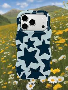 GIIPPA 1 pieza Funda de teléfono con base verde y diseño de patrón de estrellas azul oscuro, funda de teléfono ondulada para teléfono 17 Pro Max, compatible con teléfono 16 Pro Max, 15 Pro Max, 14 Pro Max, funda de teléfono de moda premium estilo coreano, compatible con 11/12/13/14/15/16 Pro Max Plus, diseño elegante adecuado para hombres y mujeres, ¡regalo perfecto para novia en Navidad, Día de San Valentín, Pascua, temporada de bodas y cumpleaños! - Multicolor - Ver 8