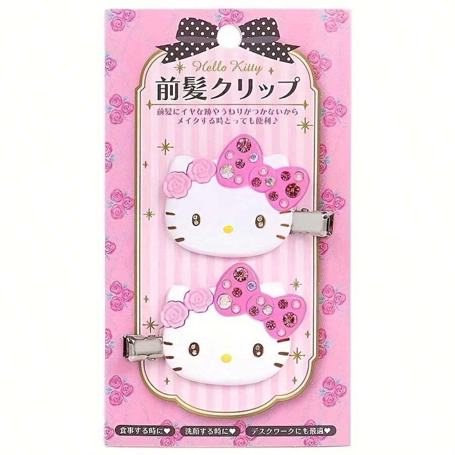 SANRIO 2件櫻花系列側夾/髮夾/瀏海夾,百搭時尚,適合日常裝飾,理想的節日禮物、聖誕禮物 - A - 查看 1