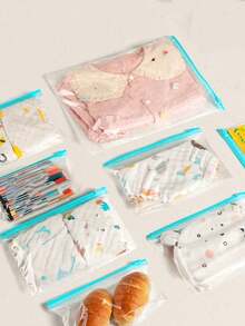 1/10/15/20/45pcs Reusable Airtight Food Storage Bags, Kitchen Accessories, Thickened PE Zipper Freezer Bags, Microwave Friendly Blue Transparent Fresh Keeping Storage Bags For Kitchen Storage Organizer, Snacks, Fruits & Vegetables - Multicolor 2 - View 7