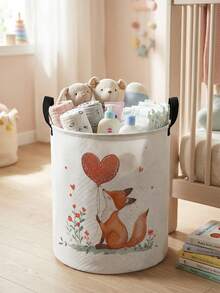 1pc,Round Storage,Extra Large Capacity Foldable,Durable,Car,Animal,Butterfly Pattern Printed Large Capacity Foldable Round Storage Basket,With Handle,Nursery Multi-Purpose Storage Basket,Baby Sundries Organizer Storage Box,Nursery Storage,Baby Supplies Storage,Diaper Storage,Clothing Storage,Baby Supplies Sundries Storage,Multi-Purpose Storage Box,Foldable Baby Supplies Storage Box - Multicolor - View 11