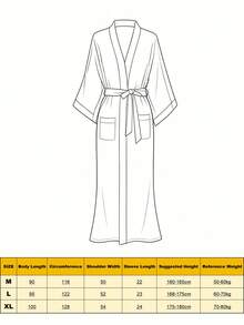 Robe de chambre style kimono pour femmes avec imprimé feuille de fougère, peignoir léger en mélange de coton col en V, manches 3/4, ceinture à nouer, poche, vêtement de nuit, tenue d'intérieur douce et respirante, convient pour la mariée, le spa, le sommeil quotidien à la maison, robe de chambre décontractée pour femmes - Multicolore - Voir 11