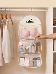 2pcs/3pcs, Children's Socks Storage, Adult Socks Storage, Underwear Storage Bag: Scientific Partitioning, Say Goodbye To Clutter, Single-Layer/Multi-Layer Design, This Allows You To Conveniently Categorize And Store Socks/Underwear/Bra/Scarves And Other Small Items, Keeping Each Item In Its Place, Avoiding Mutual Compression And Entanglement, Both Hygienic And Tidy; Suitable For Student Dorms/Shared Living Spaces With Limited Space: The No-Drill Hanging Design Does Not Damage The Wall, Making It A Burden-Free Storage Tool For Frequent Moves - Multicolor - View 10