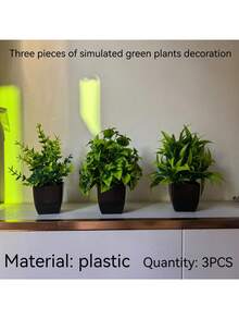 3PCS Mini Artificial Eucalyptus With Black Pots, Small Fake Greenery Bonsai For Home Office Bedroom Bathroom Indoor Decor - Multicolor - View 9