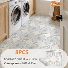 SUPSTICKER 8/24pcs Vintage Sunburst Pattern PVC Floor Tiles, Matte Self-Adhesive Anti-Slip Wear-Resistant, 12x12 Inch, 4 Styles Available, Suitable For Entryway Bathroom Kitchen - Multicolor - View 17