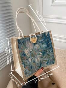 1PC Student Korean Style Handbag Women Fashion Linen Lunch Bag Japanese Canvas - Multicolor - View 5