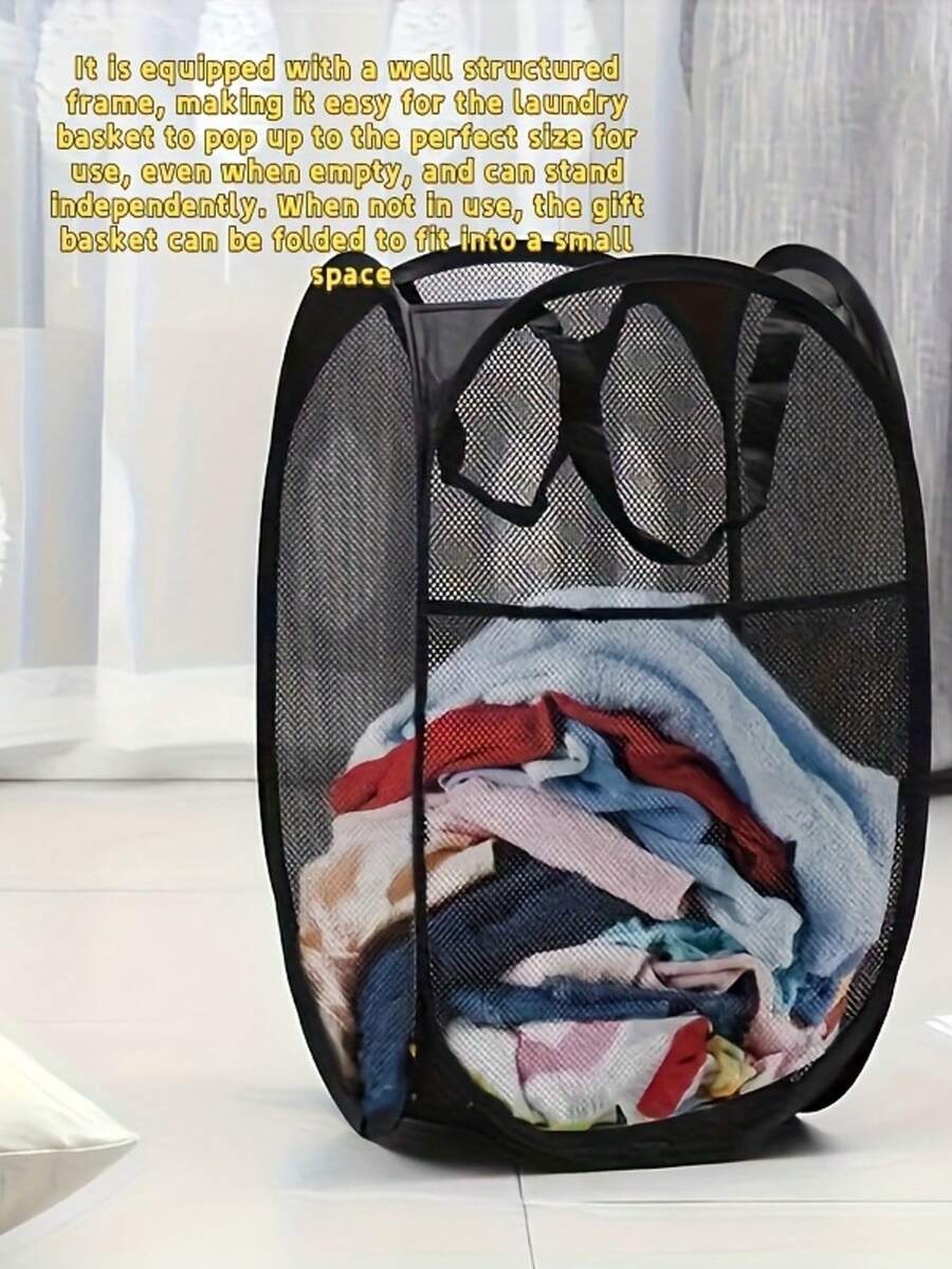 Portable Foldable Laundry Basket, Multi-Functional Household Laundry Basket, Bathroom Storage Basket, Large Capacity Mesh Clothing Storage Basket, Suitable For Home, Dormitory, Christmas Decorations, Back-To-School Gifts.