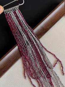Exaggerated French Luxury Style Rice Bead Beaded Design Exquisite Women's Brooch, Multi-Use Shoulder Chain, Daily, Banquet, Party Accessory, Suitable For All Seasons - Black and Red - View 2