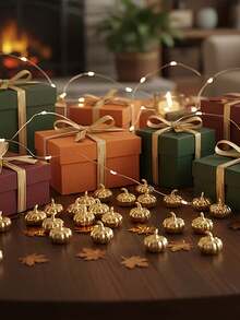 20 pièces/1 pièce Ornements décoratifs en forme de citrouille dorée factice, convient pour les arrangements floraux, l'emballage de cadeaux et le DIY fait main, parfait pour la fête d'Halloween, le mariage, l'anniversaire, l'événement à thème, la fête vintage, la douche nuptiale et d'autres occasions - Taille unique - Voir 6