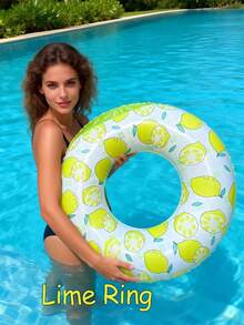 Summer Dopamine Boost! PVC Watermelon & Lemon Inflatable Swim Rings - Perfect For Swimming Parties, Beach Vacations And Floating, Enjoy The Summer Fun! Fruit-Shaped Inflatable Swim Rings - Must-Have For Swimming And Beach Days - Multicolor - View 18