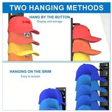 Baseball Cap Storage Rack, Wall-Mounted Hat Holder, Fixed With Strong Adhesive, Can Hold 10 Hats At Once, Suitable For Door Panels And Cabinets Hat Hanging Display Rack, Supports Multi-Layer And Double-Layer Installation Options - View 7