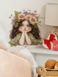 1pc Healing Fairy Tale Style Toilet Decor Sticker, Forest Flower Fairy/Moonlight Fairy Design, Waterproof Removable Bathroom Wall DIY Renovation Style Sticker - Wall Stickers - View 13