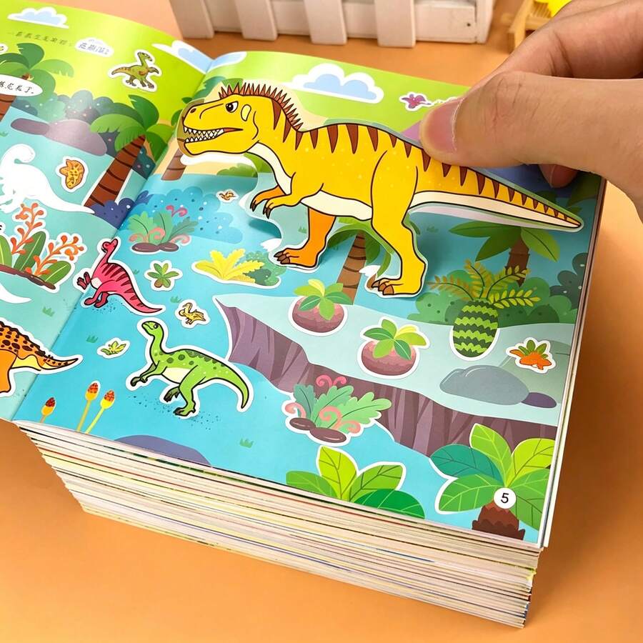 2 Dinosaur Sticker Books For Kids, Peel And Stick Activity Book For Travel, Educational Activity Book For Preschool Learning | Perfect Travel Toy, Birthday Gift For Boys & Girls