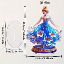 1pc 2D Flat Desktop Decoration, Ballet Girl Pattern With Floral Hem, Dance Theme Acrylic Stand - Unique And Creative Gift, Desktop Decor, Home Office Desk Display, Suitable For Holiday Celebration, Holiday Decoration - A - View 6