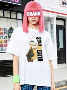 Women's Summer Loose Casual-Shirt, Soft Cotton Round Neck Short Sleeve Tops, Vintage European American Street Style. - White - View 1