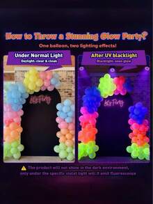 77pcs Fluorescent Glow-In-The-Dark Neon Balloons, Vibrant Colorful Neon Party Decoration Balloons, UV Glowing Balloon Decor, Suitable For Anniversary, Bachelorette Party, Bridal Shower, Birthday Party Decorations - View 8