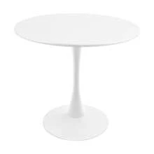 RainWeel Modern Round Dining Table, Kitchen Dining Table, Pedestal Table With Round Top, Tulip Dining Room Table For 1-4 People, Modern Coffee Table, 31.5*28.7inch  Mid-Century Leisure Table For Living Room, Kitchen, Dining Room, Balcony, Patio, Bar, White - White - View 9
