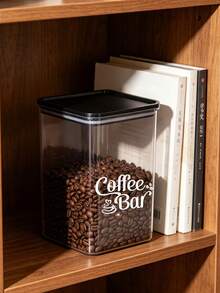 Transparent Coffee Bar Storage Canister, Coffee Bar Print, Airtight Food Container, Suitable For Storing Coffee, Tea And Pantry Storage, Kitchen Decor, Also A Perfect Gift For Coffee Lovers And Family - Multicolor - View 7