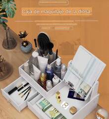 caja de almacenamiento de cosméticos con espejo - C - Ver 5