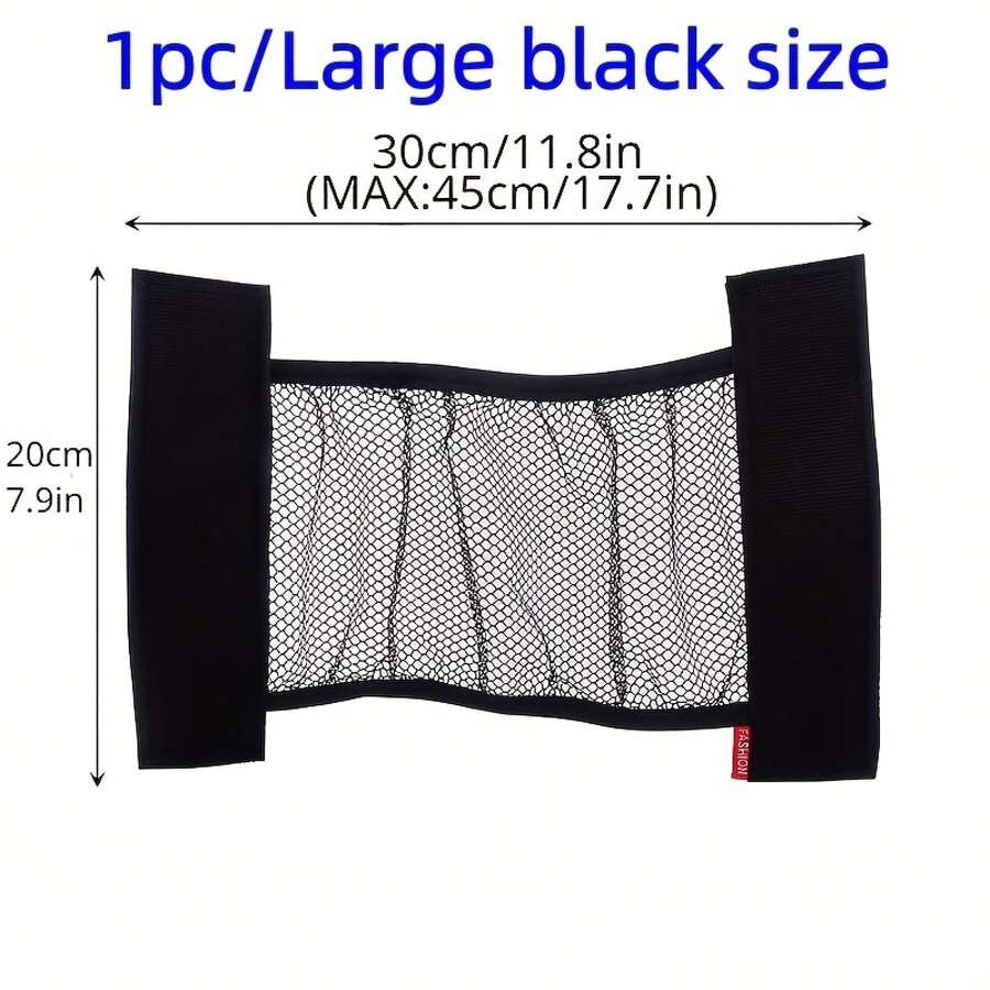 1/2 Piece Car Trunk Organizer - Durable Nylon Mesh Storage Net For Vehicle Interior Accessories, Elastic Cargo Net Pocket For Rear Seat Back Hanging Bag - Black - View 1