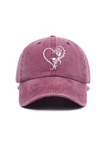 Men's Baseball Cap New Heart Rose Print Washed Distressed Soft Top Vintage Sun Hat Baseball Cap - Retro Baseball Cap - View 8