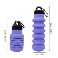 1 Silicone Foldable Sports Water Bottle, 16.91 Ounces Portable Outdoor Hiking Fitness Cup, Foldable. - 紫色 - 查看 7