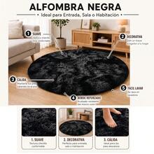 Circular Soft Shaggy Rug Mat Various Colors 120 Cm Diameter - Black - View 3