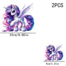 1/2/3pcs Dreamy Wavy Curl Unicorn Pattern Heat Transfer Stickers, Suitable For DIY T-Shirts, Jeans, Hoodies, Bags, Pillows (Mixed Colors), Holiday Crafts, Durable Decals, Clothing Embellishment, Party Decoration - Multicolor - View 4