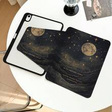 1件翻蓋式桌面保護殼，附筆槽，月亮與星星星空圖案，360度旋轉支架，內置筆槽，PU皮革支架保護殼，自動睡眠/喚醒功能，相容於 Honor 8/9/10、Honor X8/X8A/X9/X8Pro/X9Pro/X9A/V8 Pro/GT 11.5inch、Matepad Pro/Matepad SE 11/Matepad 11、Apple 10th Gen/11 2025 (A16)、A9/A9+/A11/S11/S10 FE+ 及其他熱門機型 - 款式6 - 查看 2