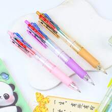 6pcs Simple Transparent Barrel Push Button 4-Color Retractable Ballpoint Pen Set 1.0mm Bullet Tip Smooth Writing Signature Pens For Students School Supplies Back To School Office Stationery - 款式隨機 - 查看 5