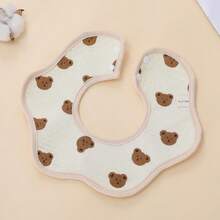 3pcs/5pcs Newborn Cartoon Petal Bibs, Baby Drool Bibs, Teething And Feeding Bibs To Keep Clothes Dry, 360 Degree Rotatable Portable Bibs For Baby Boys And Girls, Multiple Patterns Randomly Selected - Beige - View 4