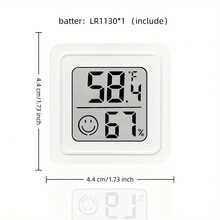 6pcs Smiling Face Digital Thermometer Hygrometer - Accurate Measurement, Dual Temperature & Humidity Display, Long Battery Life, & Stylish, Portable Adhesive Back Design, High-Precision Sensor, Suitable For Home/Bedroom/Greenhouse Indoor Monitoring - A - View 6