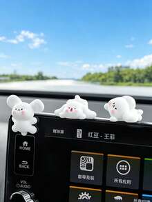 1件/3件/6件裝可愛小白色狗狗汽車裝飾品 多種姿勢小狗雕像 車用中控螢幕飾條 甜美美學汽車內飾擺件 送女友女性禮物 - 卡通兔 - 查看 3