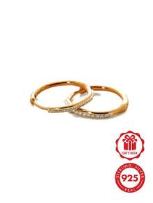 Khuyên tai vòng nhỏ sang trọng, tối giản, mạ vàng 18K, bạc sterling 925, đính đá Zirconia, thích hợp cho bé gái. - Hoa tai vòng Zircon - Xem 1