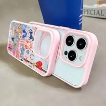 Funda para teléfono con diseño de vaquera y motivos elegantes, compatible con fundas para iPhone de Apple y . Fabricada en TPU, protege eficazmente tu teléfono de golpes y caídas. - Rosa - Ver 5