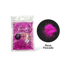 Glitter para Unhas Girl Fatale – Pó de Brilho para Nail Art Disponível em Vermelho Flocado, Branco Fino e Rosa Flocado - rosa-FDU8104 - Visão 1