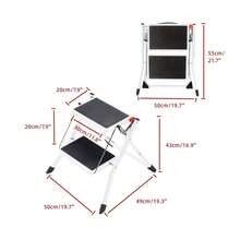 2 Step Ladder, Portable Folding Heavy Duty Ladder, Steel Step Ladder Stool, Non-Slip Steps, 150kg Capacity,Easy To Store,Ideal For Home/Kitchen/Garage/Office/Market/Garden (Mini 2 Steps) - 2-step Steel (mini) - View 2