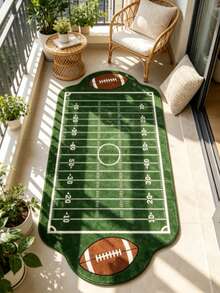 1pc Football Field Shaped Decorative Rug, Bedroom Decor, Floor Mat, Carpet, Home Decor, Living Room Rug, Living Room Small Rug, Bedroom Carpet, Living Room Home Decor, Outdoor Carpet, Washable Rug - Multicolor 5 - View 2