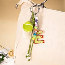 Personalized Mini 3D Sports Ball Bag Charms, Creative Acrylic Letter Pendant Keychain, Backpack & Mobile Phone Hanging Ornaments For Sports Fans Students - K6041 Letter H + Rugby Ball Keychain - View 4