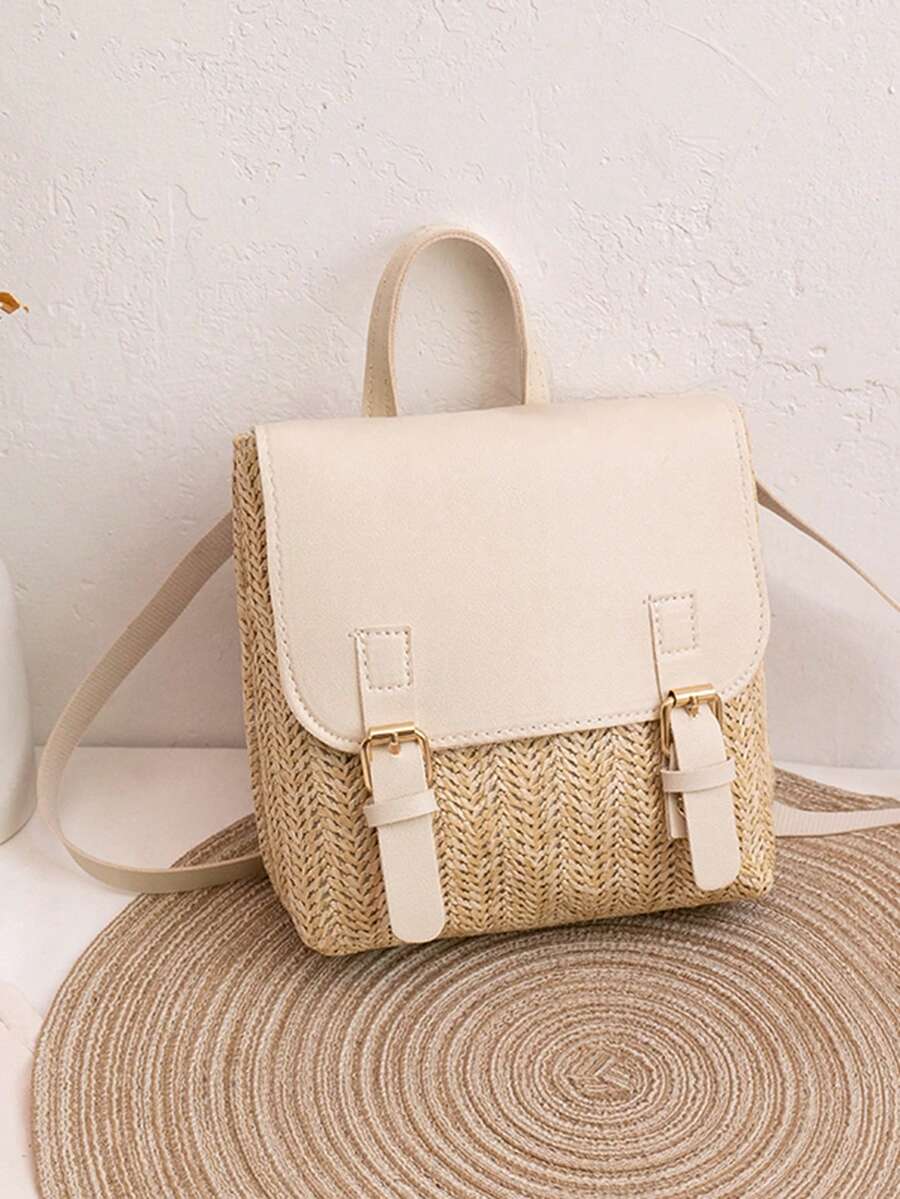 Gentle Minimalist Backpack Fashion Solid Color Women's Bag Beige Home Makeup Bag - Beige - View 1