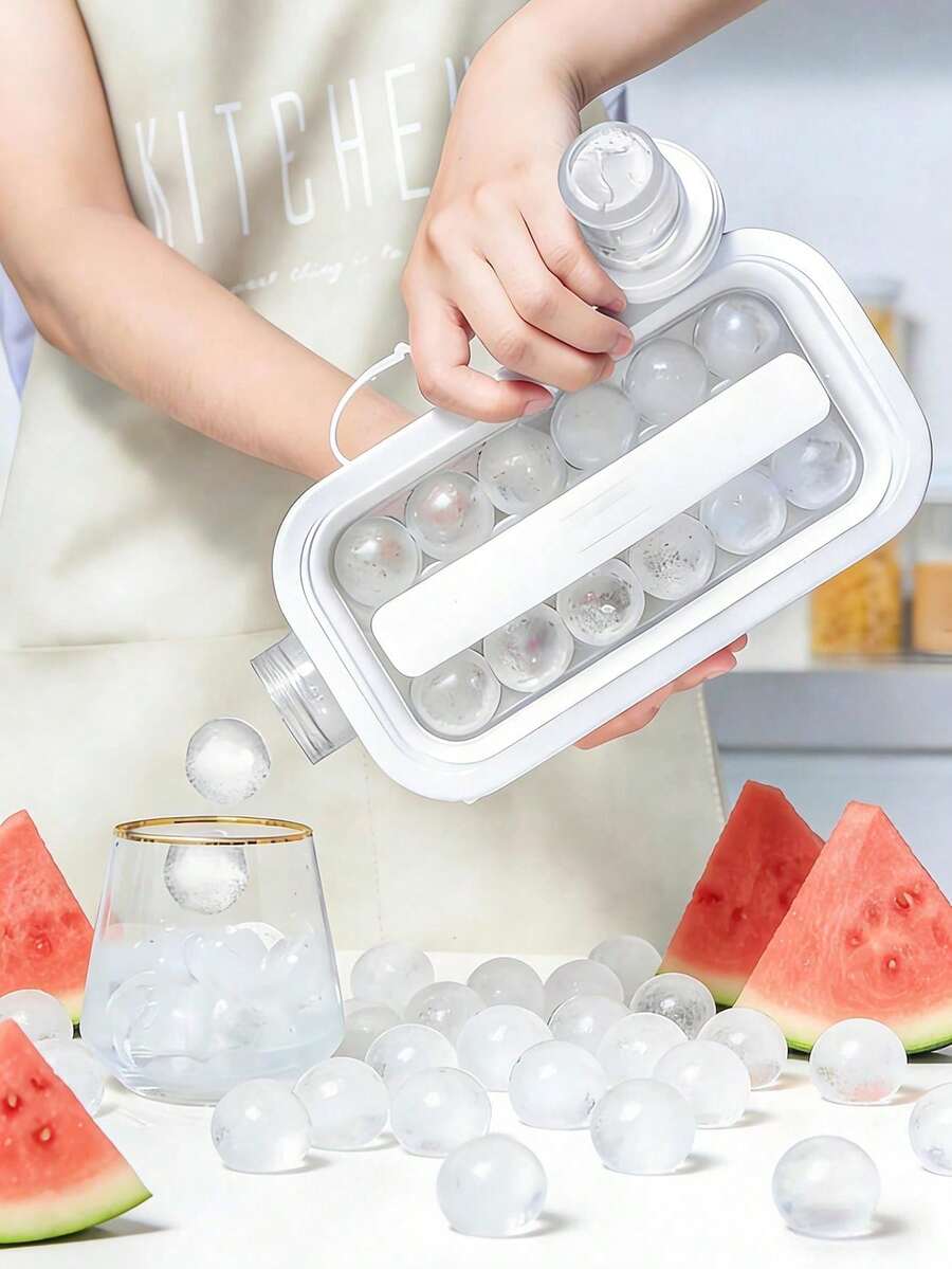 1pc Ice Ball Maker Water Bottle With Lid, Portable Silicone Tray And Water Bottle 2-In-1, Multi-Cavity Mold, Tray, Ice Ball, Ice Maker, Ice Cube, Ice Bag, Suitable For Home Bar Party, Easy Release Ice Maker, Suitable For Drinks, Juice, Whiskey, Summer Travel Essential - Multicolor - View 1