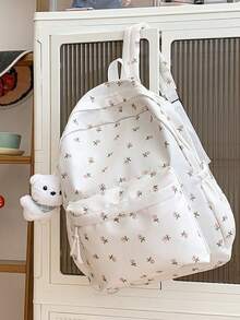 6pcs/1pc Soft Fabric Backpack Set, Macaron Color Floral Forest Fresh Style Soft Girl Backpack, Lightweight Casual Daily Use Bag, Suitable For Teenage Girls And Women, Multi-Functional School Bag, Applicable For Campus Daily Commute, Spring/Summer/Autumn Travel - Multiple Styles - View 10