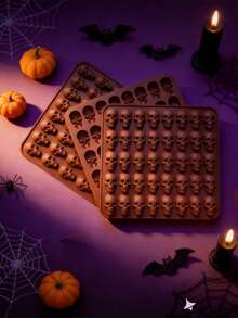 1pc 50/40 Cavity Deep Brown Skull Ice Cube Mold, Silicone Material, Durable And Affordable, Non-Stick And Easy To Clean, Suitable For Chocolate, Jelly, Soft Candy Baking, Halloween Party Decoration, Graduation Season Father's Day Gift - Skull Ice Cube - View 4