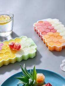 1pc Silicone 37-Cavity Honeycomb Ice Cube Tray, Creative Hexagonal Design Stackable Ice Tray, Suitable For Making Creative Ice Drinks And Summer Essential Beverages - Multicolor - View 11