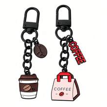 2/3pcs Fun Cartoon Multi-Color Enamel Coffee Latte & Takeout Bag Keychain Pendant, Decorate Wallet & Keys, Gift & Daily Accessory, Versatile Durable Backpack Hanging Chain, 3D Cartoon Coffee Utensil Shape Detachable Backpack Clip Detail Key Accessory - Multicolor - View 10