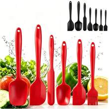 Set Peralatan Memasak & Memanggang Silikon Anti Lengket Tahan Panas 6/3 buah, Pengikis Besar/Pengikis Kecil/Spatula Besar/Kuas Minyak/Spatula Panjang/Pengocok, Untuk Kue & Krim, Aman untuk Mesin Pencuci Piring (Merah, Hitam) - MultiWarna - View 13