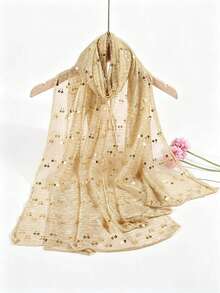 1pc Women's Lightweight Solid Color Sequin Headscarf Headpiece Middle Eastern Style Decorative Scarf Sun Protection Beach Shawl Suitable For Daily Use - Mint Green - View 7