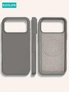 1pc Charcoal Grey Smooth Silicone + PC Magnetic Phone Case, Soft Flocked Lining Shockproof Protective Shell, Premium Minimalist Aesthetic, MagSafe Compatible Anti-Scratch Protective Case, Compatible With Iphone 18 Pro/18 Pro Max/17/17 Pro/17 Pro Max/16/15/14/13/12/11 - Grey - View 3
