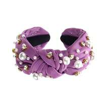 1pc Pearl & Rhinestone Decorated Knotted Headband, Solid Color Fabric Headband, Elegant Non-Slip Women's Daily & Party Hair Accessory - View 17
